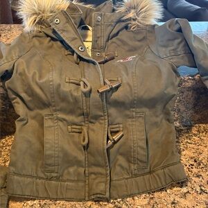 Hollister Gray Jacket with Fur Lining